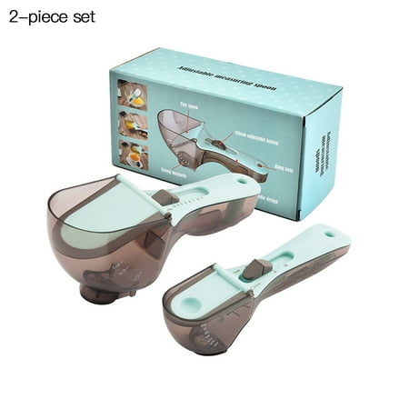 

1111Fourone 2Pcs Adjustable Measuring Spoons Set with Scale Plastic Markings Teaspoon Tablespoon Scoop Cooking Utensils