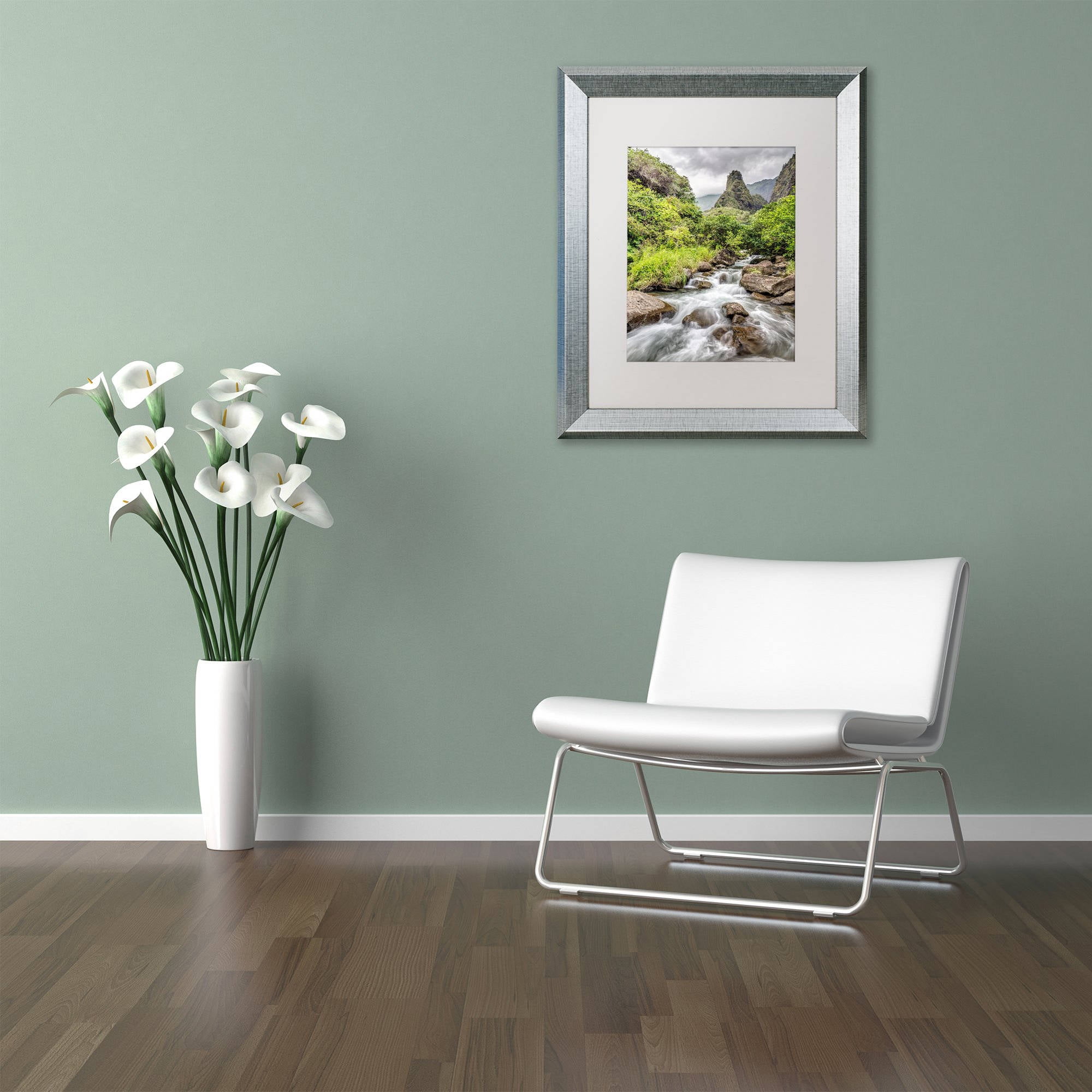 Trademark Fine Art 'Iao Valley Maui' Canvas Art by Pierre Leclerc, White Matte, Silver Frame