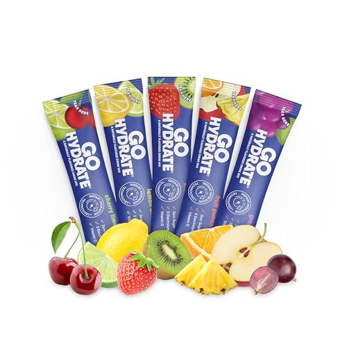 GoHydrate Paquetes de polvo de hidratación instantánea – Mezcla de bebidas con electrolitos bajos en sodio – Soporte de hidratación natural, bebida en polvo con sabor a electrolitos sin azúcar con vit