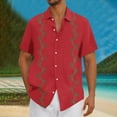 thumbnail image 2 of AHTJRT Men's Summer Beach Shirt Shell Spiral Geometry Vibrant Coastal Styling Red XL, 2 of 5