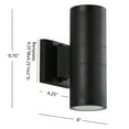 thumbnail image 3 of JONATHAN Y Duo 6" 2-Light Modern Midcentury Cylinder Outdoor Metal/Glass Integrated LED Wall Sconce with Uplight, Black, 3 of 7