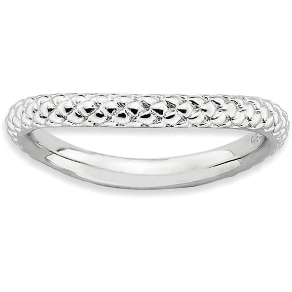 Stackable Expressions Sterling Silver Polished Rhodium-plated Wave Ring