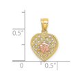 thumbnail image 4 of Diamond2Deal 14k Two-tone Gold Flower On Woven Heart Pendant for Women (L- 0.63 in, W- 0.45 in), 4 of 4
