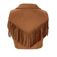 thumbnail image 5 of Pounoo Gift Faux Suede Leather Jackets for Women Tassel Vest 70s Hippie Faux Jacket Open Front Fringe Sleeveless Crop Vest Cowgirl Outfit, 5 of 9