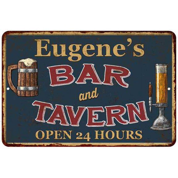 Eugene's Green Bar & Tavern Rustic Sign Decor 8x12 108120047545