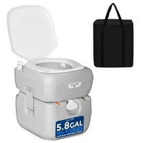 SereneLife 5.8 Gallon Waste Tank Outdoor Portable Toilet W/ Carrying Bag & Level Indicator, (White)