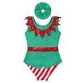 thumbnail image 5 of Aislor Kids Christmas Elf Costume Sequins Jumpsuit Gymnastic Dance Leotard Xmas Party Fancy Dress Size 4-14 Green 6, 5 of 7
