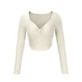 thumbnail image 6 of IROINNID Pullover Sweater for Women Long Sleeve Sweetheart Neck Slim Fit Solid Knit Cropped Pullover Twist Front Sweater,Beige, 6 of 8
