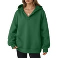 thumbnail image 5 of Womens Oversized Hoodies V Neck Sweatshirts Long Sleeve Pullover Loose Clothes 2025 Fall Trendy Tops Green L, 5 of 7