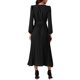 thumbnail image 3 of Vestido midi plisado fluido de manga larga con cuello en V y cinturón de INSPIRE CHIC para mujeres 2024 en negro, 3 of 6