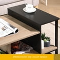 thumbnail image 3 of FITUEYES Industrial Wood and Metal with Shelves Coffee Table, Oak/Black, 3 of 6