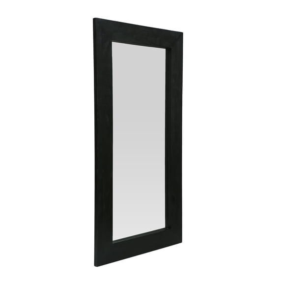 GDF Studio Ramsay Rustic Handmade Mango Wood Full Length Leaning Floor Mirror, Black