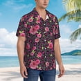 thumbnail image 3 of Pofeuu Rose Mix Leopard 2 Print Hawaiian Shirt for Men Sleeves Casual Button Down Summer Beach Dress Shirts T-Shirts,X-Large, 3 of 7