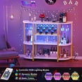 thumbnail image 2 of Homieasy 4-Tier Wine Bar Cabinet with Power Outlets & LED Lights, Floor Standing Metal Wine Rack for Liquor and Glasses Storage, Dining Room Coffee Bar, 47.5"W x 15.8"D x 36"H, White Gold, 2 of 7