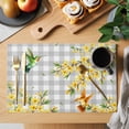 thumbnail image 2 of Spring Forsythia Flowers Placemats Set of 8, Yellow Floral Hummingbird Gray Plaid Placemats for Dining Table, Place Mats for Kitchen Tabletop, Waterproof Wipeable Dining Table Mats Set, 2 of 9