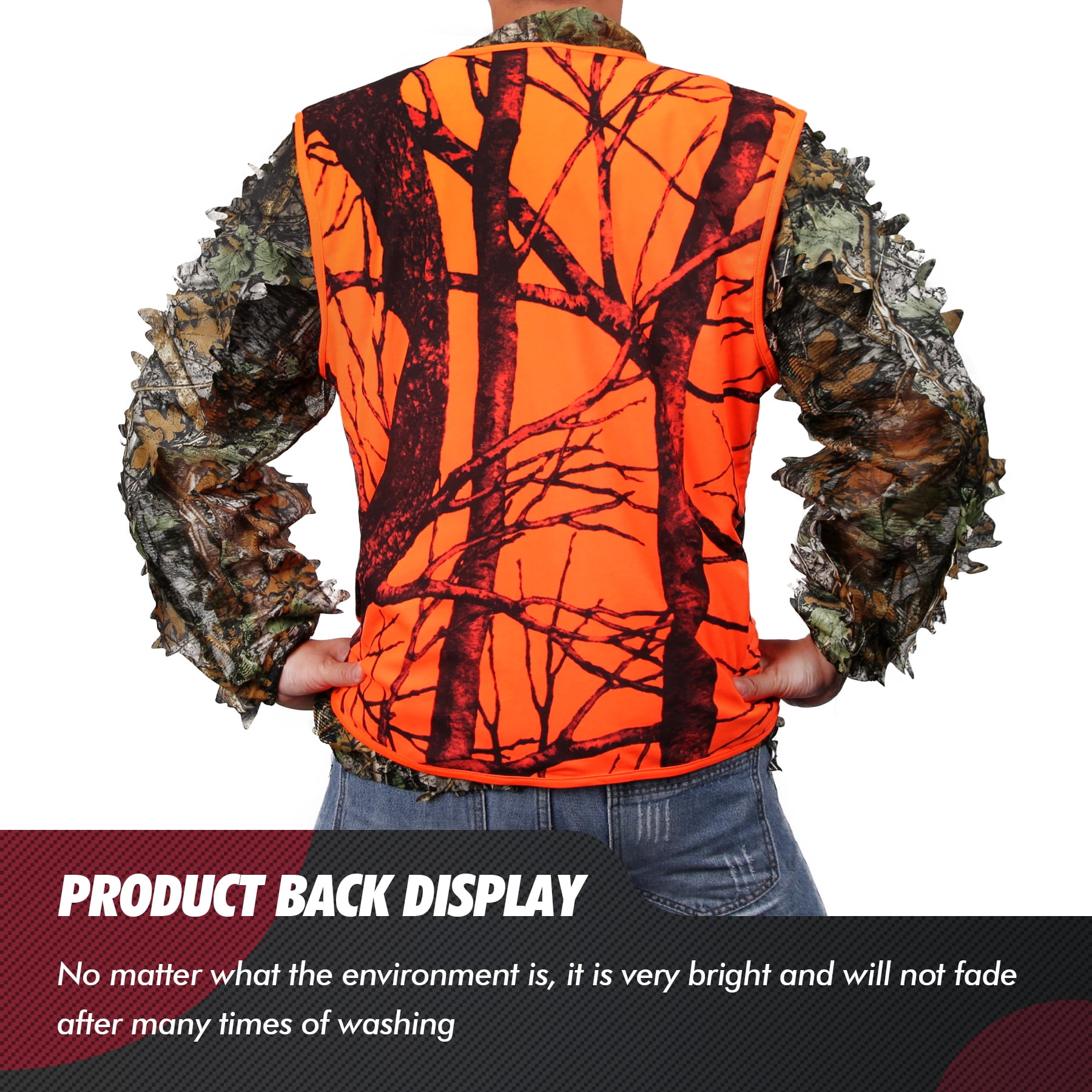 GUGULUZA Deer Hunting Vest Orange Safety Wear with Zipper Men Women 4XL Walmart