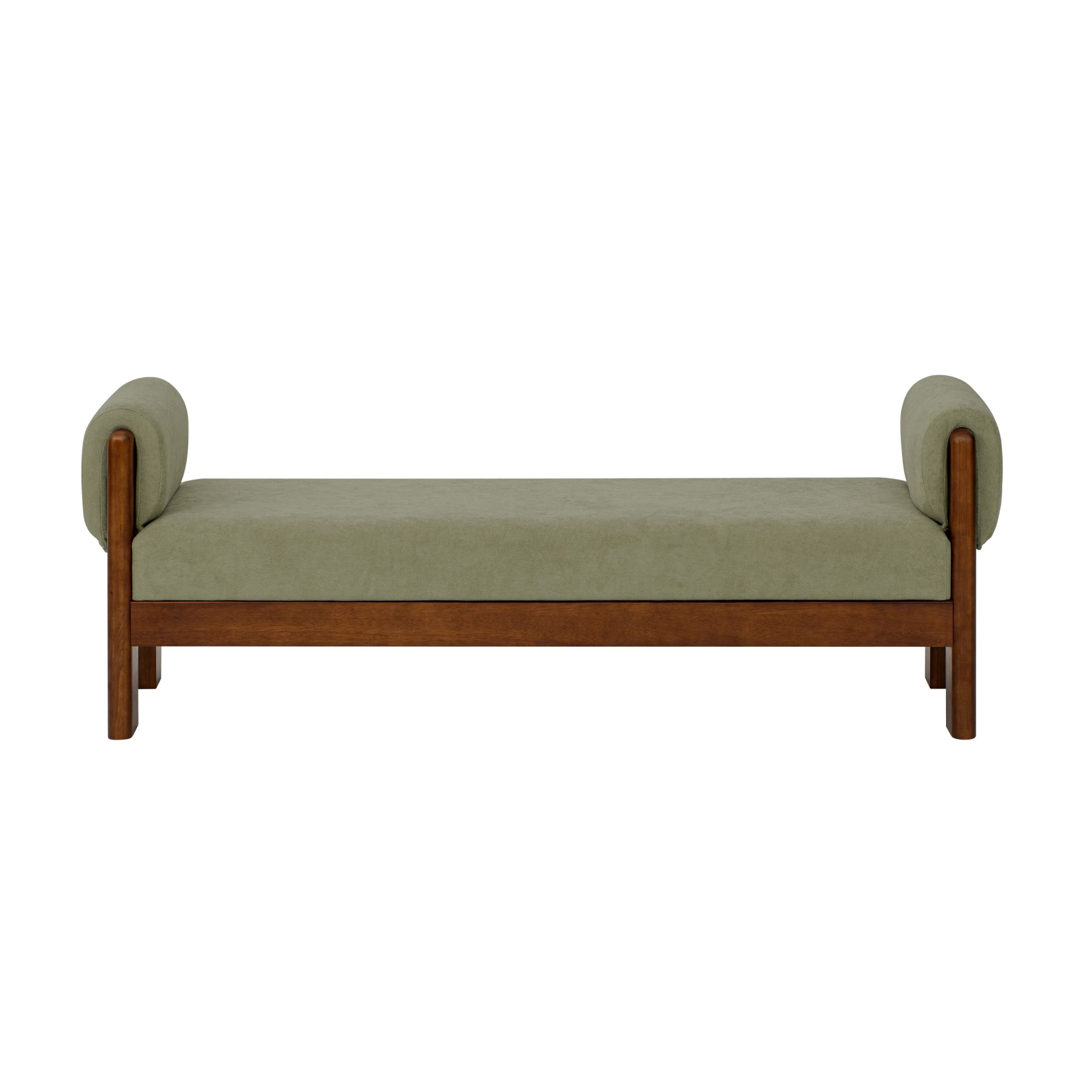 Christopher Knight Home 63" Upholstered Accent Ottoman, Solid Wood Frame End of Bed Bench, Green