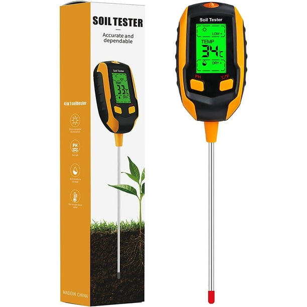 4in1 Soil Moisture Meter, Digital Plant Temperature, Soil Moisture, PH Meter, Sunlight