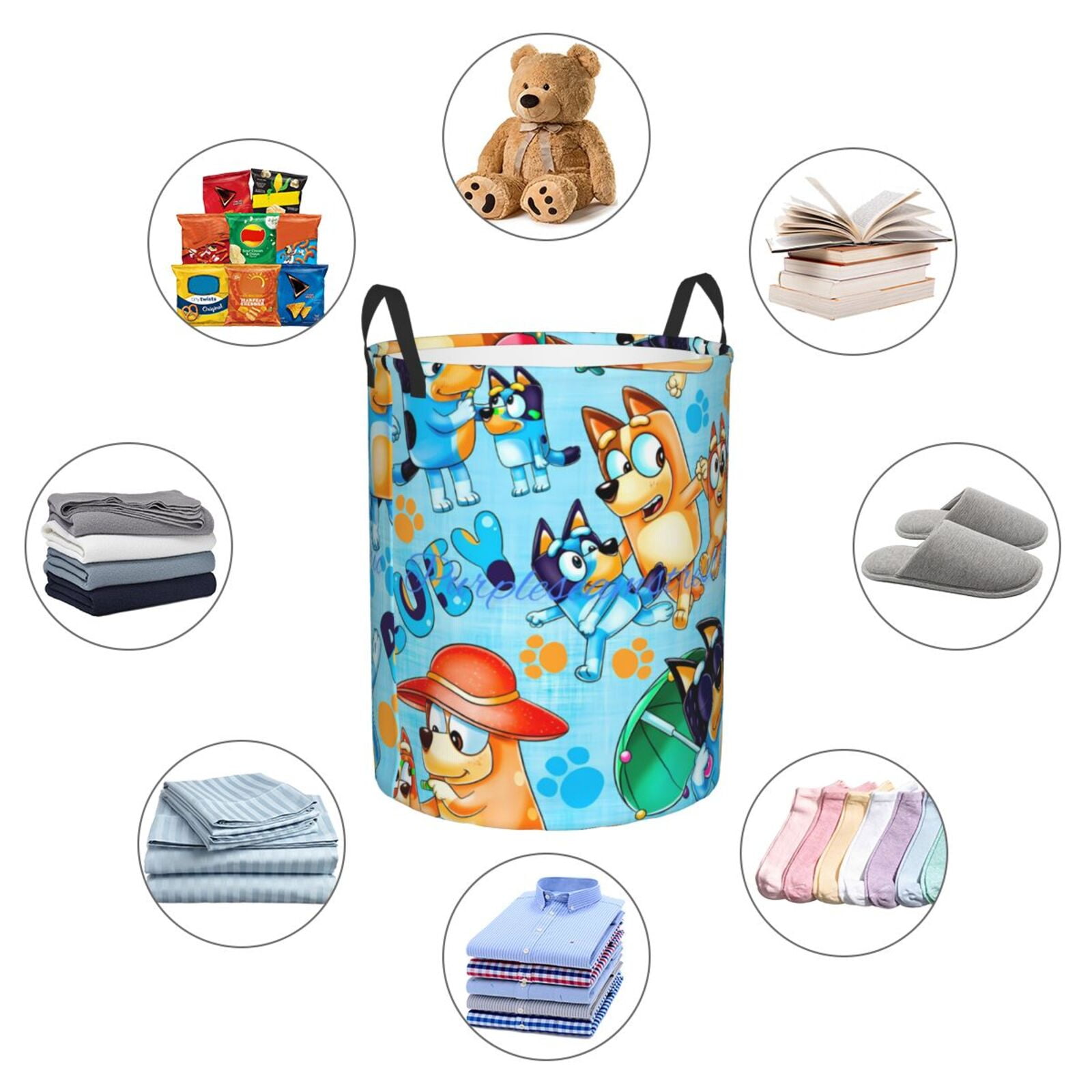 Johaoi Bluey Pattern Round Large Laundry Basket -Storage Basket - Toy Storage Basket, Perfect as Hamper, Kids Room Storage, and Toy Containment-