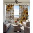 thumbnail image 3 of Farmhouse Sunflower Blackout Curtains 96 Inch Length 2 Panels Set, Vintage Daisy Butterflies Rustic Wood Full Shading Curtains for Windows, Blackout Curtains for Bedroom Living Room 52"x96", 3 of 8