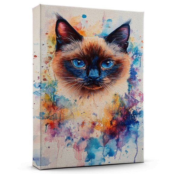 Himalayan Cat Seal Point Canvas Wall Art Animal Decor, Himalayan Cat Seal Point Canvas Prints Wild Animal Artwork for Living Room Bedroom Office 190HD536