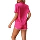 thumbnail image 3 of Pijamas de satén para mujer INSPIRE CHIC, conjuntos de dos piezas de manga corta con pantalones cortos, 2XL, rosa intenso, 3 of 6