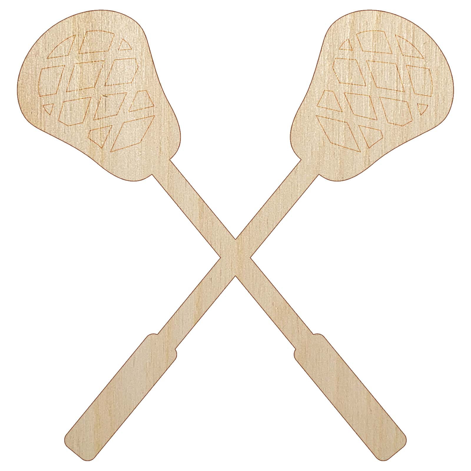 Crossed Lacrosse Sticks Wood Shape Unfinished Piece Cutout Craft DIY