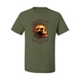 thumbnail image 2 of Wild Bobby, Firey Flaming Skull, Pop Culture, Men Graphic Tees, Military Green, Small, 2 of 3