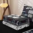thumbnail image 5 of Manfei Adventure Camper Wildlife Zipper Twin Comforter Sets with Fitted Sheet and 2 Pillowcases,Minimalist&nbsp;Plaid Zipper Bedding Set,Navy Gray,Reversible, 5 of 7