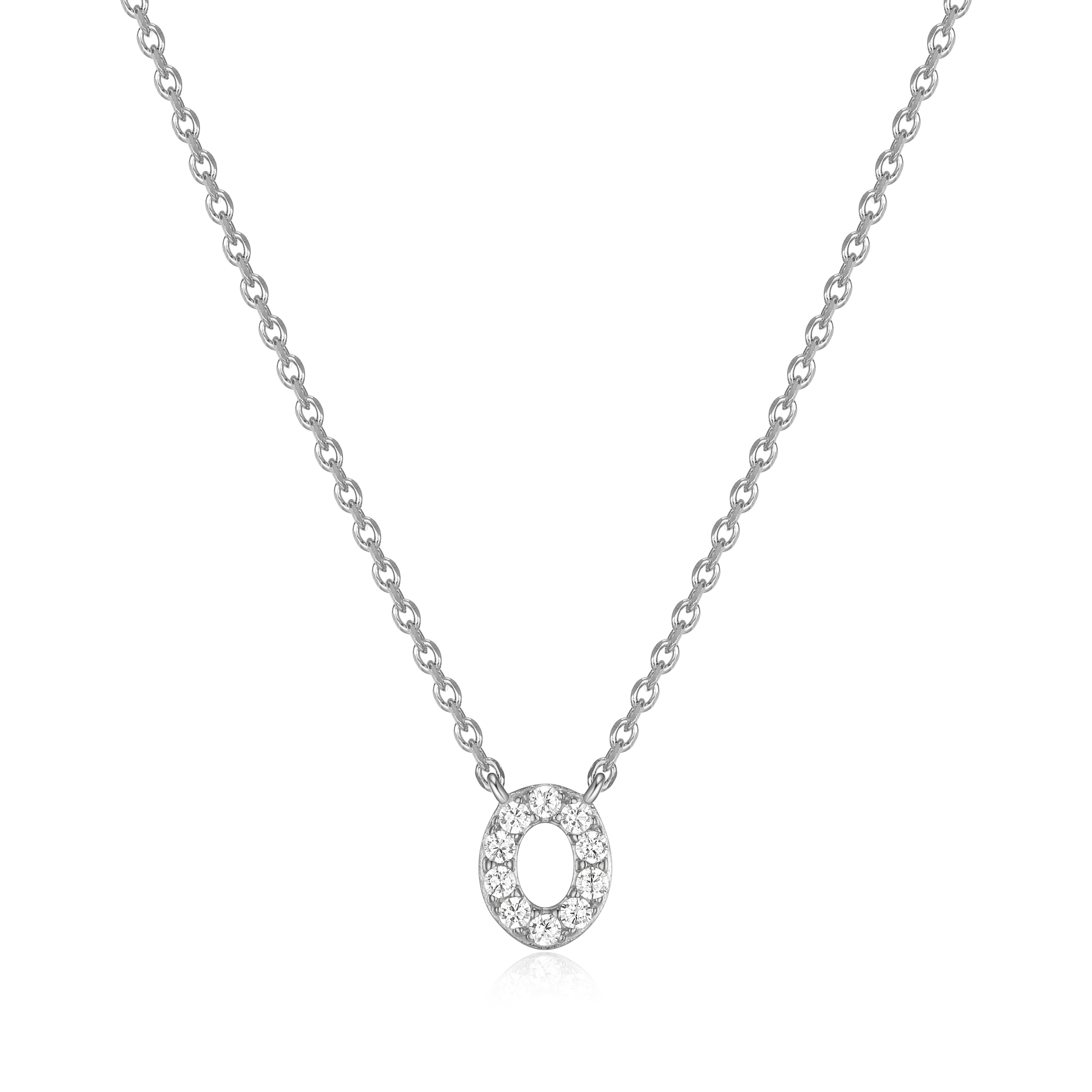 Forever Facets Initial "O" CZ Necklace in Sterling Silver, Adult Female