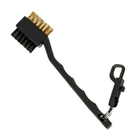Golf Club Cleaning Brush with Retractable Clip & Dual Bristles for Irons Woods Hybrids Portable Golf Accessories with Cleaning Spike for Dirt Grass Grime Removal On Course or Driving Range