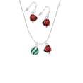 thumbnail image 2 of Delight Jewelry Silvertone 3-D Green Striped Ornament Red Lucky Ladybug Necklace and Dangle Earrings Set, 2 of 6