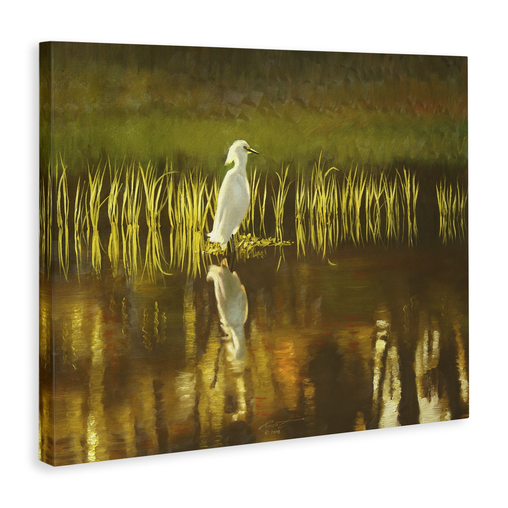 Stupell Industries Bird & Lake Botanicals Landscape Painting Gallery Wrapped Canvas Art Print Wall Art, 20 x 16