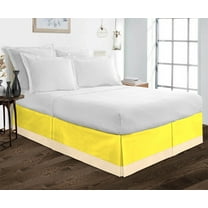 D.N.G. BEDDINGS 1 Piece Split Corner Two Tone Tailored Bed Skirt, California King Size 26 Inch Deep Pocket, 800 Thread Count, 100% Egyptian Cotton, Solid Yellow/Ivory Color.
