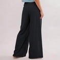 thumbnail image 7 of Women's Elastic Drawstring Waist Pants, Solid Color Casual Lounge Pants, Soft Wide Leg Loungewear for Home, Daily Wear, Relaxed Outfits and Comfort Black L, 7 of 7