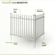 41in H x 44in W (2 Panels) No Dig Zippity Burbank Fence Panel Kit, No Dig Fence Panels, White Vinyl Fences for Yard, Temporary Fence for Backyard, White Picket Fence Garden Border, DIY Fence ZP19057