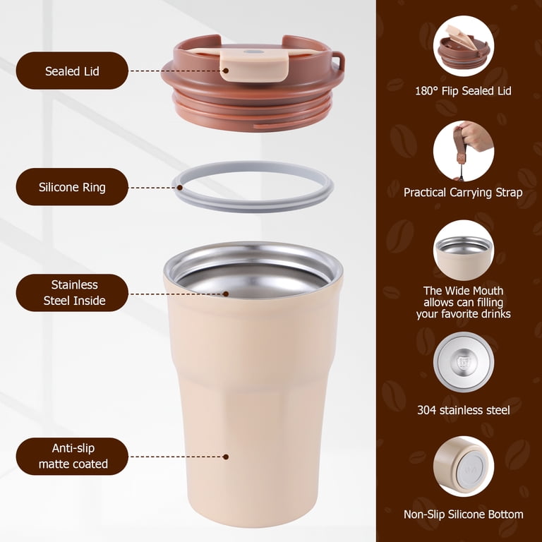Ochapa 360 ML/12oz Coffee Tumbler, Double Walled Stainless Steel Insulated Travel Coffee Mug