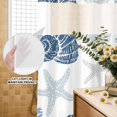 thumbnail image 3 of No Hook Shower Curtain, Blue Grey Coastal Shower Curtains for Bathroom with See Through Top Window, Nautical Shell Starfish Coral Summer Beach Waterproof & Washable Bath Curtain Standard 72"x72", 3 of 9