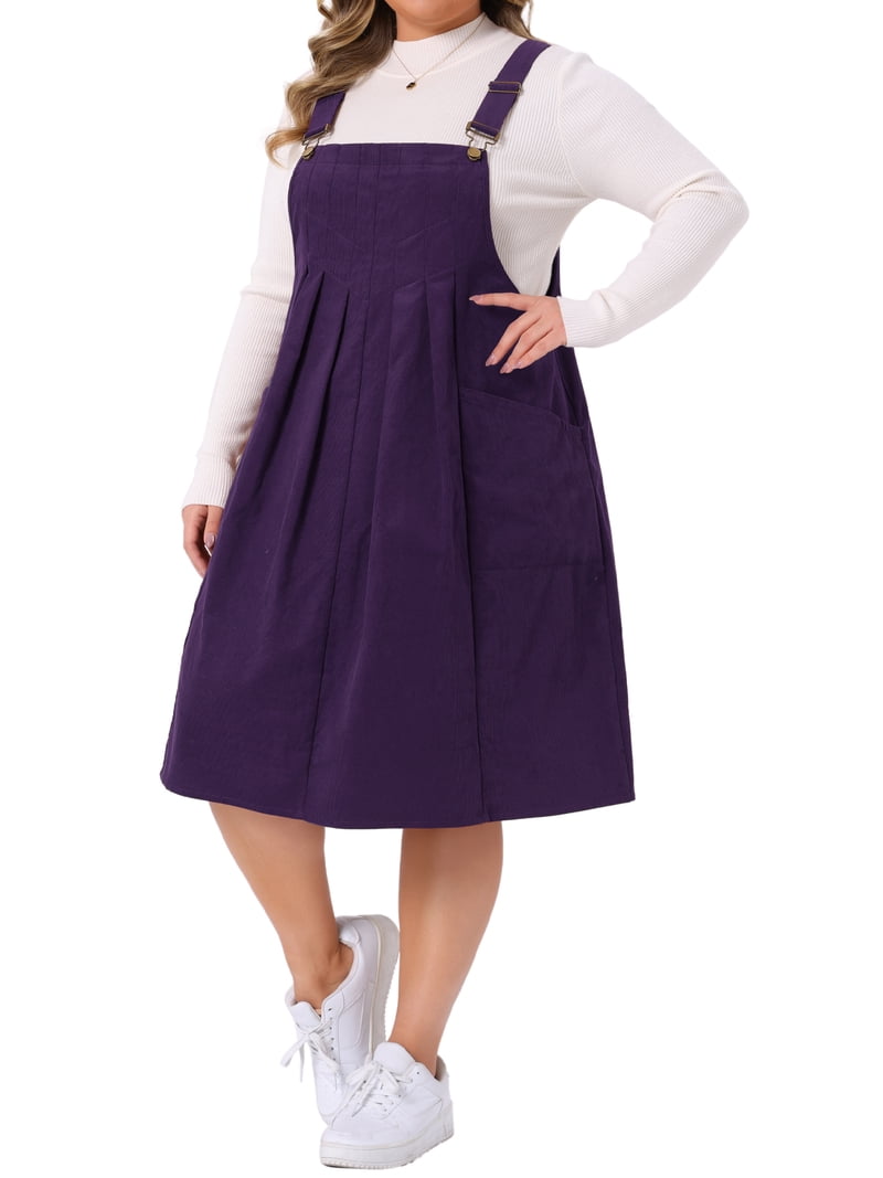 Agnes Orinda Women's Plus Size Halloween Outfits Corduroy Pinafore