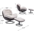 thumbnail image 4 of Guyou Swivel Accent Chair with Ottoman Set, Linen Lounge Chair with Footrest, 360 Degree Swiveling Single Sofa Chair, Fluffy Reading Chair Armchair for Living Room Bedroom, Cream, 4 of 14