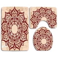 thumbnail image 1 of ABPHQTO Ornamento cultural redondo de henna en estilo retro en Grunge mirando como telón de fondo símbolo espiritual 3 piezas Alfombra de baño Alfombra de contorno y tapa de inodoro, 1 of 2