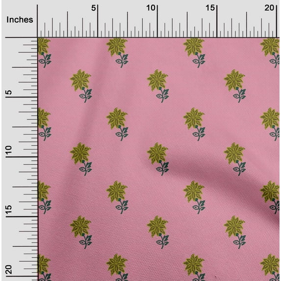 oneOone Viscose Chiffon Fabric Leaves & Floral Block Print Fabric By Yard 42 Inch Wide