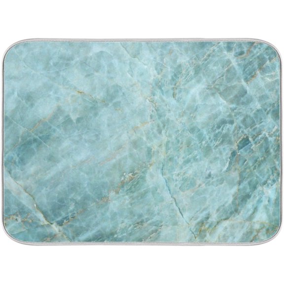 FREEAMG Marble Aqua Dish Drying Mat Kitchen Absorbent Drying Pad Countertop Protector 18"× 24", Microfiber Multi-Purpose Counter Rack Sink Drainer Pad