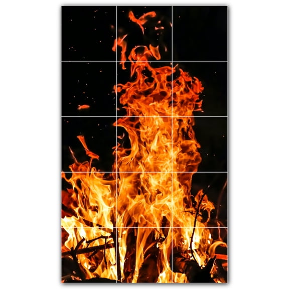 Picture-Tiles.com: Fire Ceramic Tile Wall Mural WAL500602-35M. 18"W x 30"H using (15) 6" x 6" Ceramic Tiles-Satin Finish