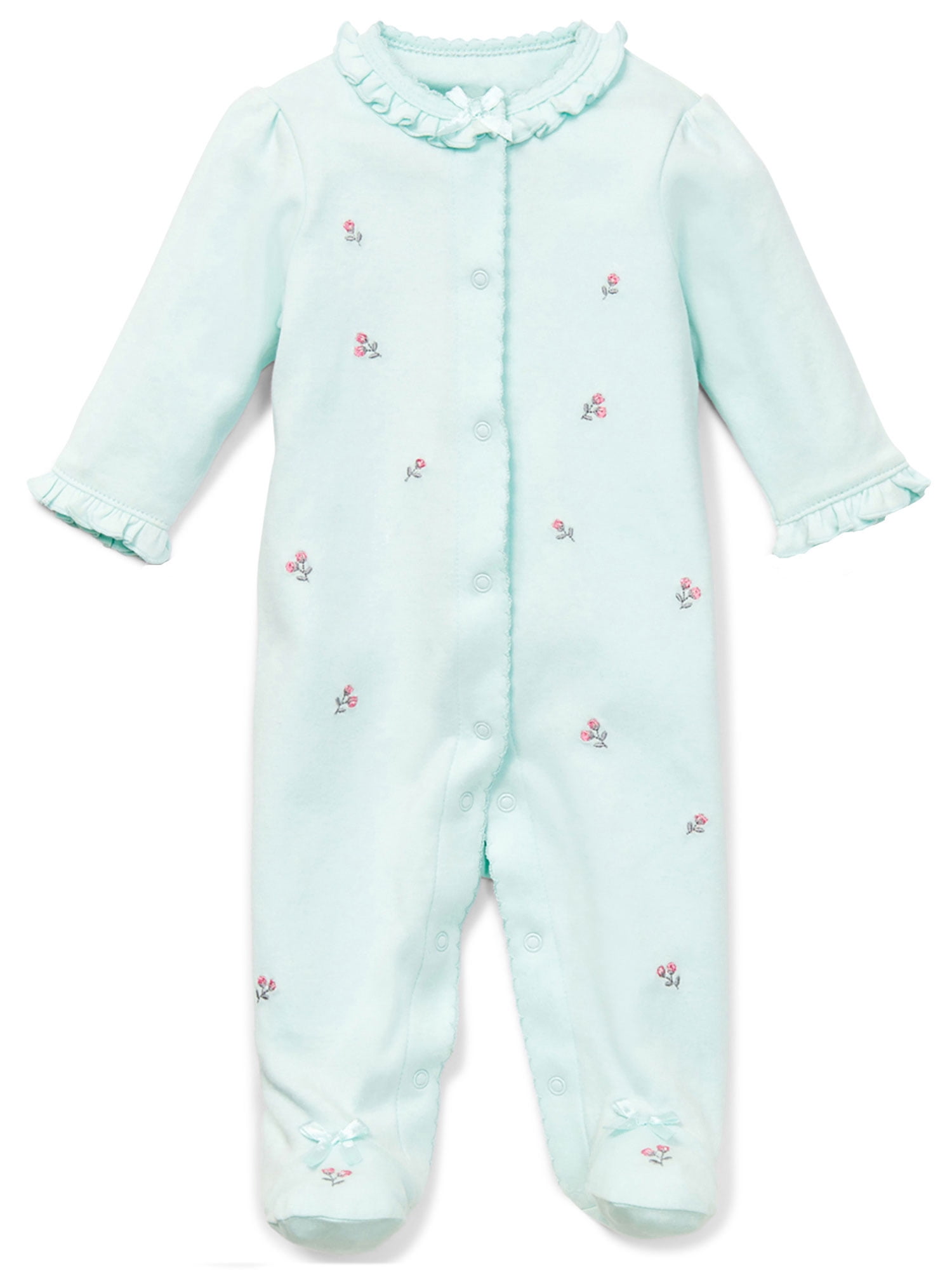Baby Girls Petite Rose Snap Front Footie Pajamas with Hat For Baby