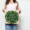 thumbnail image 2 of St Patricks Day Pillow Covers 16x16 Inch Decorative Throw Pillow Cover, Spring Gold Coin Green Shamrock on Linen Sofa Pillowcases Accent Cushion Case Home Decor Bedroom Living Room, 2 of 6