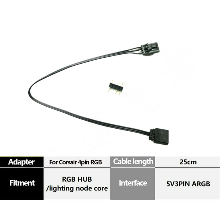5V 3Pin ARGB Adapter Cable For Corsair 4Pin RGB Fan LED Hub / Lighting Node  Core