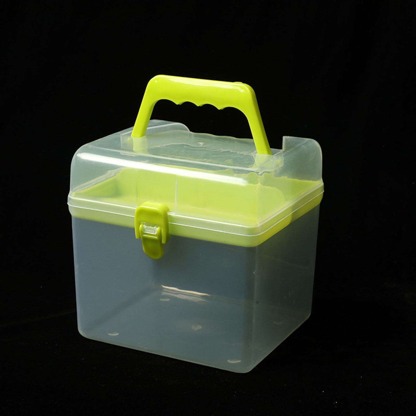 Plastic Craft Storage Containers with Removable Tray, Clear Plastic Storage Box with Lid & Handle, Easy Carry & Stack Small Storage Container, 1 Pcs, 6.29x5.51"
