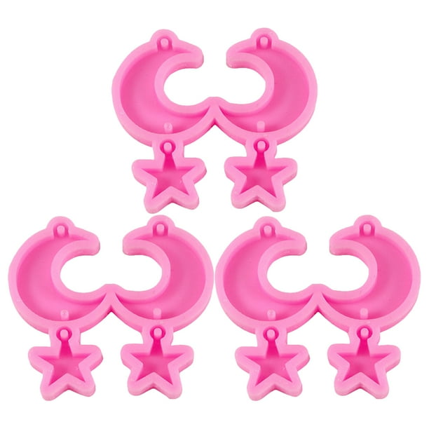 EeaseMX 3 juegos de moldes para pendientes, forma de estrella y luna, para hacer tú mismo, molde de cristal epoxi, regalo