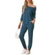 thumbnail image 2 of Conjunto de lounge para mujer INSPIRE CHIC, sudadera con jogger, manga larga, cuello redondo, pijama, traje de entrenamiento XL azul, 2 of 5